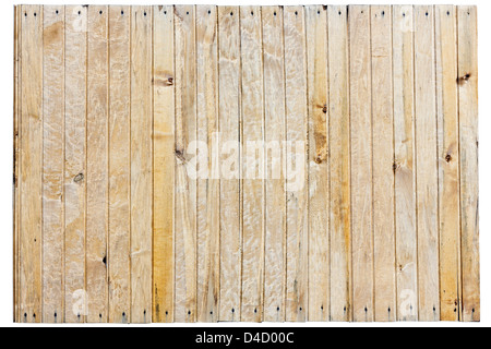 Fragment der Gelb-Kiefer lackiert nicht Holzzaun. Isoliert mit Patch. Stockfoto