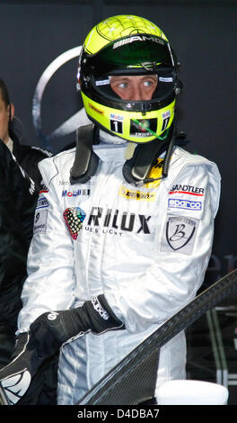 Deutscher Rennfahrer Ralf Schumacher ist beim DTM-Rennen am Hockenheimring Rennstrecke in der Nähe von Hockenheim, Deutschland, 13. April 2008 abgebildet. Foto: RONALD WITTEK Stockfoto