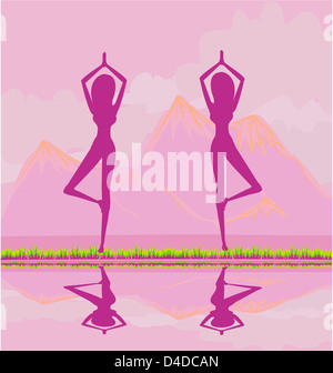 Frauen in einem traditionellen Yoga pose Vektor-illustration Stockfoto