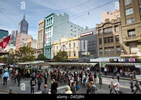 Belebten Bourke Street Mall. Melbourne, Victoria, Australien Stockfoto