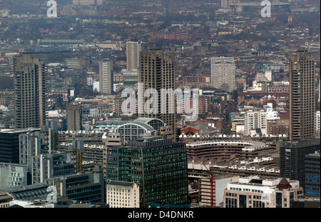 Luftaufnahme des Barbican Estate aus der Shard Stockfoto