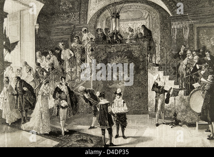 Hochzeit von Prinzessin Borghese in Rom. 18. Jahrhundert. Gravur in der spanischen und amerikanischen Abbildung, 1889. Stockfoto