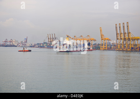 Sri Lanka Ports Authority, SLPA Colombo, Sri Lanka Colombo Port Authority Container Terminal, Portalkrane, Schiffe entladen-Boxen Stockfoto