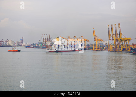 Sri Lanka Ports Authority, SLPA Colombo, Sri Lanka Colombo Port Authority Container Terminal, Portalkrane, Schiffe entladen-Boxen Stockfoto