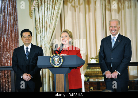 Außenministerin Clinton, Vize-Präsident Biden und Co-Moderator Dr. Biden ein Mittagessen zu Ehren des chinesischen Präsidenten Hu Jintao Stockfoto