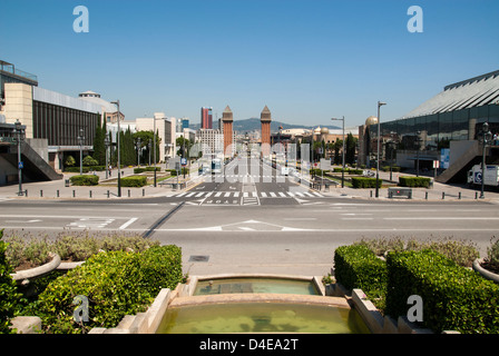 Die venezianischen Türme auf dem d ' Espanya Platz in Barcelona, Spanien Stockfoto