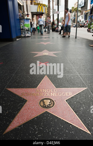 Los Angeles, USA, Passanten auf dem Walk of Fame Stockfoto