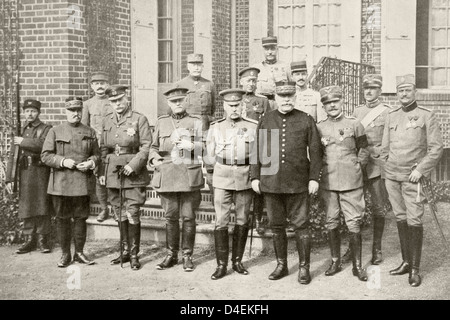 Zweite Wiedervereinigung alliierte Rat Krieg März 1916 Front row links nach rechts: General Castelnau Frankreich Sir Douglas Haig Great Britain Stockfoto