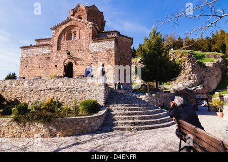 Kirche des Hl. Johannes bei Kaneo am Ohrid-See, in der UNESCO aufgeführt von Ohrid, Mazedonien Stockfoto