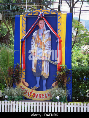 Seine Majestät König Bhumibol Adulyadej Banner, Patong, Phuket, Phuket Provinz, Thailand Stockfoto