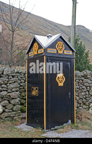 AA alte Telefonzelle Nummer 487 auf die A591 in der Nähe von Grasmere im Lake District Stockfoto