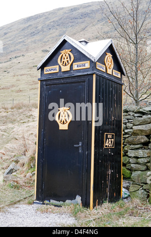 AA alte Telefonzelle Nummer 487 auf die A591 in der Nähe von Grasmere im Lake District Stockfoto