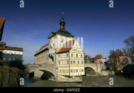 Blick auf das alte Rathaus von Bamberg, Deutschland, 8. Februar 2008. Foto: Daniel Karmann Stockfoto