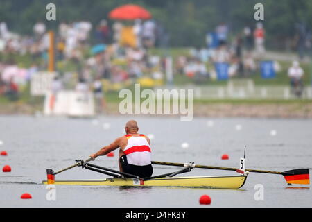 Deutsch Marcel Hacker Zeilen während die Viertelfinale Männer einer im Shunyi Olympia Rudern-Park bei den 2008 Olympischen Spielen in Peking, China, 11. August 2008. Foto: Jens Buettner Dpa ## #dpa### Stockfoto