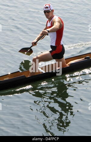 Andreas Dittmer aus Deutschland (C1) Praktiken vor die Kanu-Single (C1) 1000 m Männer Hitze im Park Shunyi Olympia Rudern Kanu während der Beijing Olympischen Spiele 2008 in Peking, China, 18. August 2008. Foto: Jens Buettner Dpa ## #dpa### Stockfoto