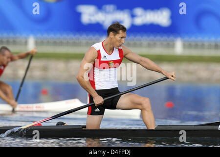 Andreas Dittmer aus Deutschland konkurriert in die Kanu-Single 1000m Männer Heat 3 im Shunyi Olympia Rudern-Kanu-Park während der Beijing Olympischen Spiele 2008 in Peking, China, 18. August 2008. Foto: Jens Buettner Dpa ## #dpa### Stockfoto