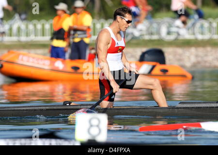 Deutsch Andreas Dittmer Paddeln im Kanu einzelne 500m Männer Vorlauf im Shunyi Olympia Rudern-Kanu-Park bei der 2008 Olympischen Spielen in Peking, Peking, China, 19. August 2008. Foto: Jens Büttner ## #dpa### Stockfoto