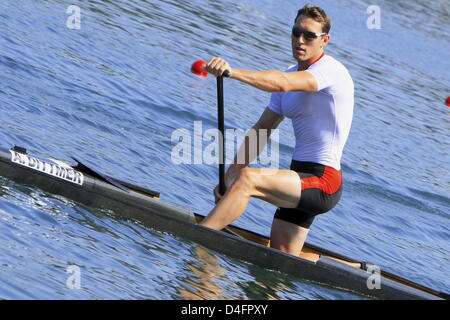 Andreas Dittmer aus Deutschland, während die Beijing Olympischen Spiele 2008 in Peking, China 19. August 2008 während einer Übung in der C1 im Shunyi Olympia Rudern-Kanu-Park gesehen. Foto: Jens Buettner Dpa ## #dpa### Stockfoto