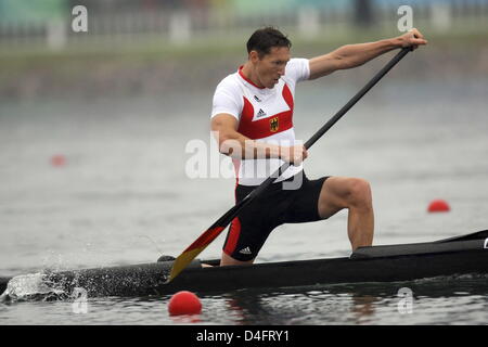 Deutsch Andreas Dittmer konkurriert in die Kanu-Single (C1) 500m Männer-Halbfinale im Shunyi Olympia Rudern-Kanu-Park während der Olympischen Spiele 2008 in Peking in Peking 21. August 2008. Foto: Jens Buettner Dpa ## #dpa### Stockfoto