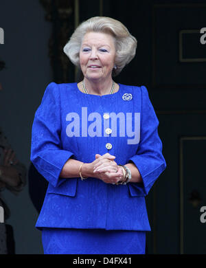 Niederländischen Königin Beatrix gesehen während des Empfangs der niederländische Olympiamannschaft bei Palace Hios ten Bosch in den Haag, Niederlande, 27. August 2008. Foto: A.Nieboer (Niederlande) Stockfoto