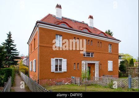 Berlin, Deutschland, Wohnsiedlung in Gartenstadt Falkenberg Stockfoto