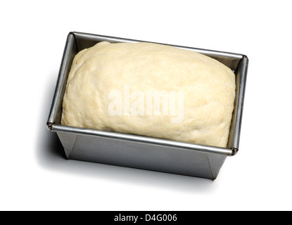 Weißes Brotteig mit organischen ungebleichte Mehl gemacht, auferstandenen und bereit zu gehen in den Ofen Stockfoto