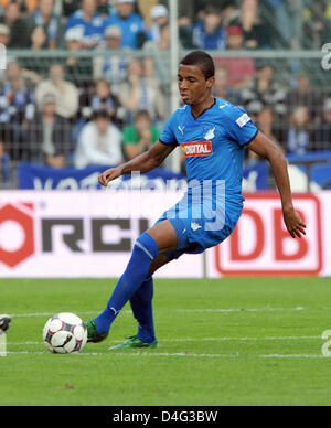 Hoffenheim brasilianische Luis Gustavo Dias in Aktion während der Bundesliga Spiel 1899 Hoffenheim Vs Borussia Dortmund bei "Carl-Benz-Stadion" in Mannheim, Deutschland, 21. September 2008 gesehen. Hoffenheim gewann das Spiel mit 4: 1. Foto: Uli Deck Stockfoto