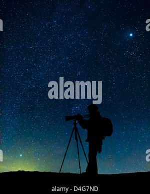 Fotografieren unter dem Sternenhimmel, Island Stockfoto