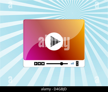 Medien-video-Player Glashaut auf abstrakte blauem Hintergrund Stockfoto