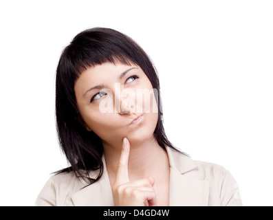 Schöne junge Frau denken Stockfoto