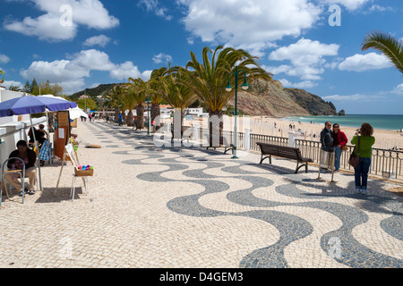 Strandpromenade, Praia da Luz, Algarve, Portugal, Europa. Stockfoto