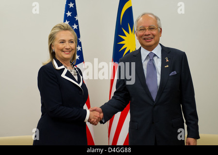 Außenministerin Clinton trifft sich mit malaysische Premierminister Najib Razak Stockfoto