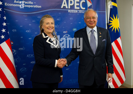 Außenministerin Clinton trifft sich mit malaysische Premierminister Najib Razak Stockfoto