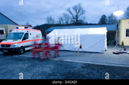 Meiningen, Deutschland, Mitglieder der Demokratischen Republik Kongo auf eine Katastrophenuebung Stockfoto