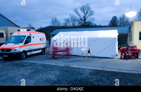 Meiningen, Deutschland, Mitglieder der Demokratischen Republik Kongo auf eine Katastrophenuebung Stockfoto