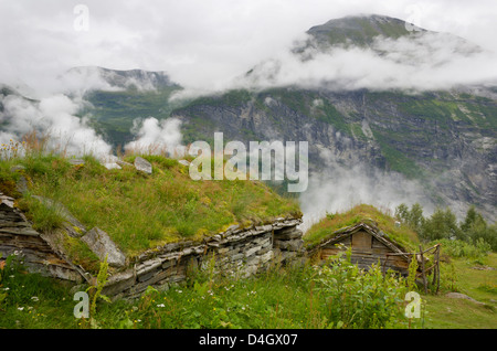 Homlongsaetra Bergbauernhof, Geirangerfjord in der Nähe von Geiranger, UNESCO-Weltkulturerbe, mehr Og Romsdal, Norwegen, Skandinavien Stockfoto