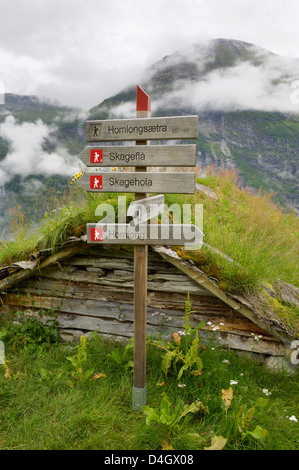 Homlongsaetra Bergbauernhof, Geirangerfjord in der Nähe von Geiranger, UNESCO-Weltkulturerbe, mehr Og Romsdal, Norwegen, Skandinavien Stockfoto