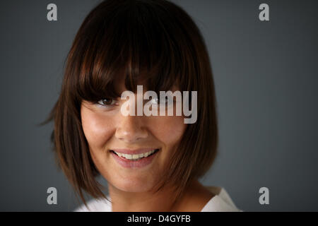 Ehemalige deutsche Schwimmerin Franziska van Almsick ist in Hockenheim, Deutschland, 17. Juli 2008 abgebildet. Foto: Rolf Vennenbernd Stockfoto