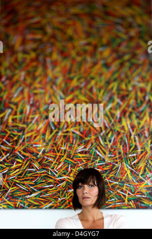 Ehemalige deutsche Schwimmerin Franziska van Almsick ist in Hockenheim, Deutschland, 17. Juli 2008 abgebildet. Foto: Rolf Vennenbernd Stockfoto