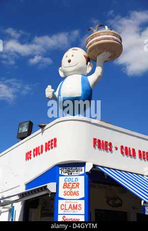 Promenade, Lebensmittel Verkäufer, Coney Island, Brooklyn, New York City, USA Stockfoto