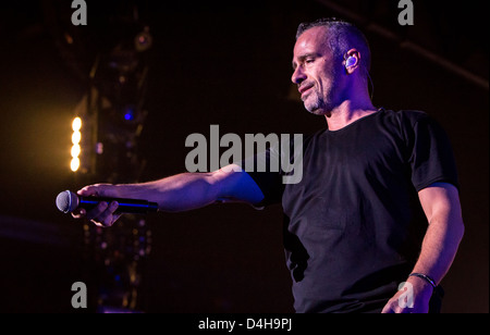 12. März 2013 - führt die italienische Sängerin Sterne Eros Ramazzotti bei der Mediolanum Forum, Assago (MI), Italien Stockfoto