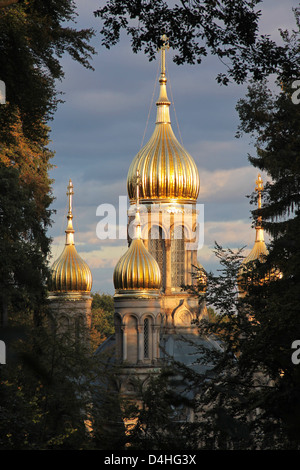 Russische orthodoxe Kirche auf dem Neroberg Hügel in Wiesbaden, Hessen, Deutschland Stockfoto