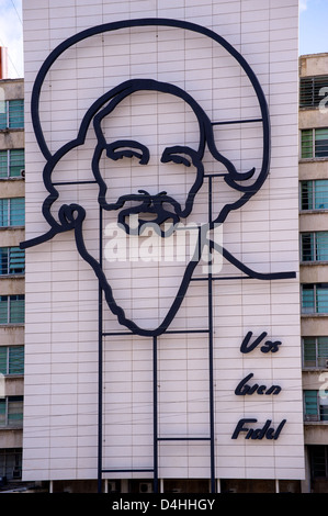 Wandbild von Fidel Castro in Platz der Revolution, Havanna, Kuba Stockfoto