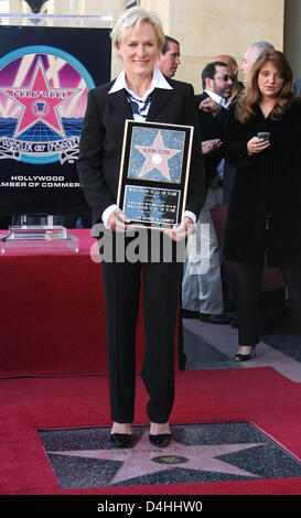 Schauspielerin Glenn Close feiert ihre neu erhaltene Stern auf dem Hollywood Walk of Fame in Los Angeles, USA, 12. Januar 2009. Foto: Hubert Boesl Stockfoto