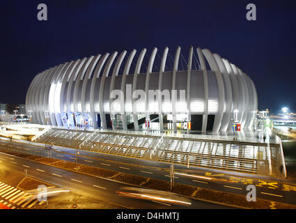 Das Bild zeigt die Multifunktionsarena in Zagreb, Kroatien, 29. Januar 2009. Die Arena wird das Finale der Handball-WM am 1. Februar 2009 veranstalten. Foto: Jens Wolf Stockfoto