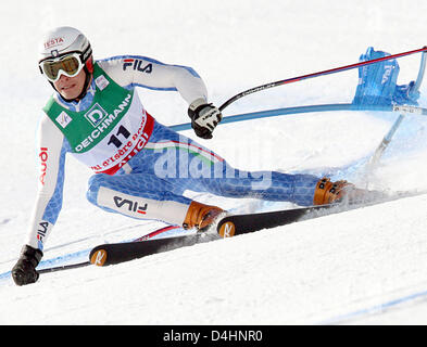 Italienische Christof Innerhofer in Aktion während der Männer gesehen? s Super G-Wettbewerb von der alpinen Ski-WM in Val d? Isere, Frankreich, 4. Februar 2009. Innerhofer gewann den vierten Platz. Foto: Karl-Josef Hildenbrand Stockfoto