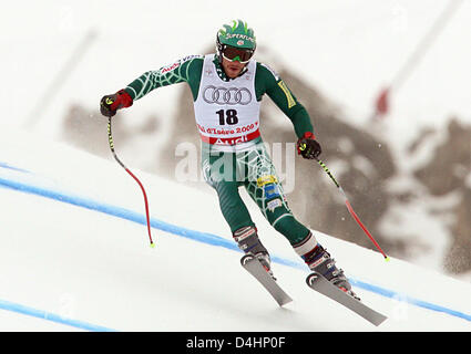 US-Bode Miller in Aktion bei der offiziellen Herren Abfahrtstraining auf der alpinen Ski-WM in Val d ' Isere, Frankreich, 5. Februar 2009. Das Val d? Isere Alpine Ski-Weltmeisterschaft 2009 statt von 02 bis 15. Februar. Foto: EPA/KARL-JOSEF HILDENBRAND Stockfoto