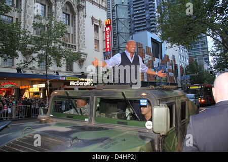 Sydney, Australien. 14. März 2013. Red Carpet Premiere des GI Joe: Vergeltung in der Veranstaltung Kinos George Street, Sydney, mit Dwayne Johnson (The Rock).  Bildnachweis: Richard Milnes / Alamy Live News. Stockfoto