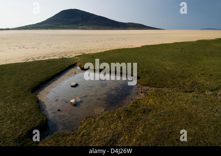 Northton-Scarista Strand und Toe Head Berg. Insel Harris, äußeren Hebriden, Schottland. Stockfoto