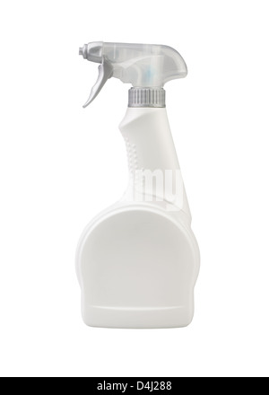 Flasche Spray Waschmittel isoliert auf weißem Hintergrund Stockfoto